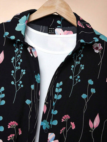 Unity Casual Floral Print Loose Fit Blouse, Random Flower Pattern, Autumn