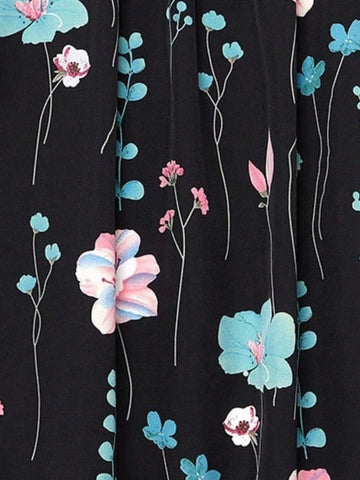 Unity Casual Floral Print Loose Fit Blouse, Random Flower Pattern, Autumn