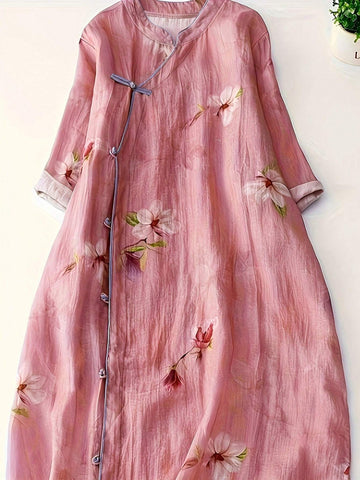 Ladies' Floral Print Short Sleeve Summer Dress