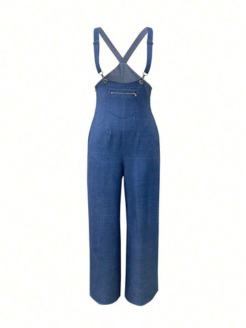 Solid Wide Leg Overall Jumpsuit Without Tee