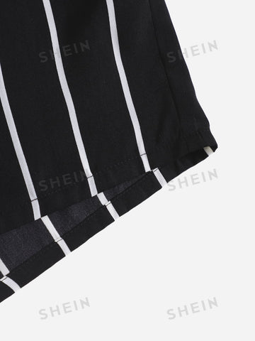 Unity Striped Paperbag Waist Belted Shorts