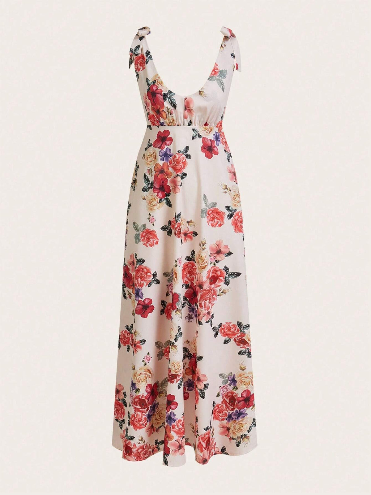 V-Neck All-Over Floral Print Pleated Casual Dress, Resort Wear