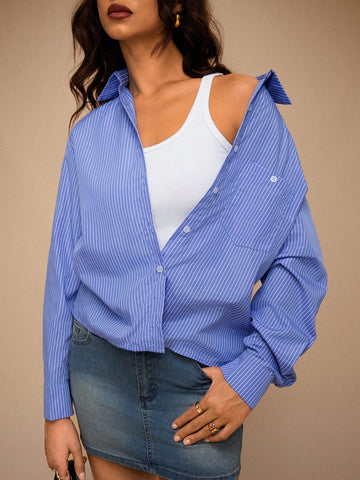 Unity Winter New Striped Casual Button-Down Long Sleeve Shirt,