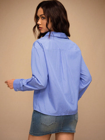 Unity Winter New Striped Casual Button-Down Long Sleeve Shirt,