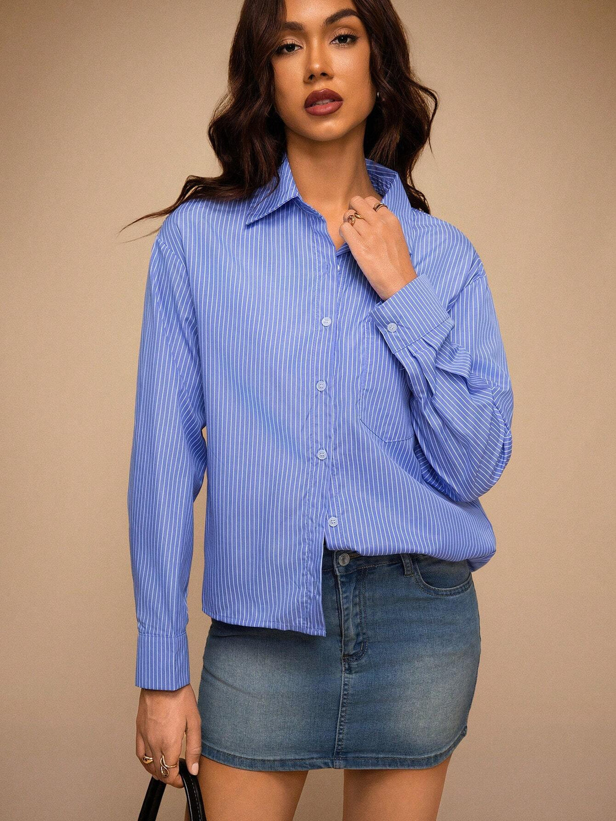 Unity Winter New Striped Casual Button-Down Long Sleeve Shirt,
