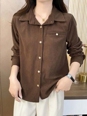 Unity Women Casual Solid Color Loose Fit Shirt