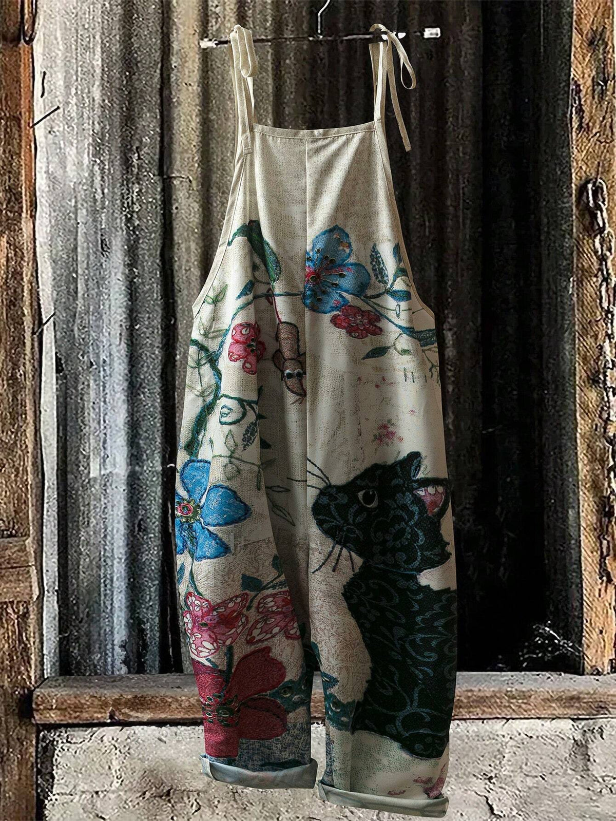 Women Loose Cute Cat Print 3D Pattern Stylish And Comfortable Jumpsuit