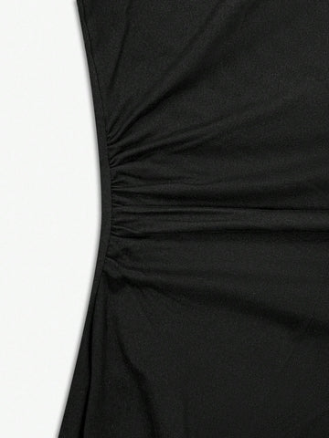 Women's Angel Embroidery Polo Collar Long Sleeve Casual Dress, Collegiate Style