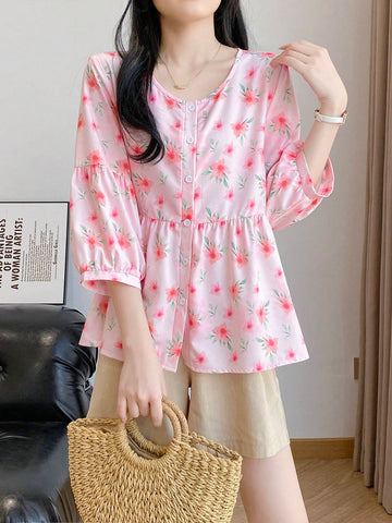 Unity Women's Casual Ditsy Floral Shirt For Autumn