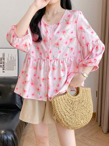 Unity Women's Casual Ditsy Floral Shirt For Autumn