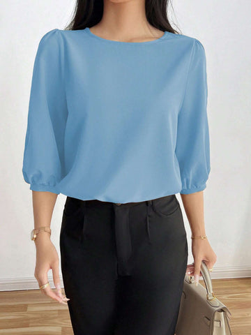 Unity Women's Casual Solid Color Puff Sleeve Blouse, Autumn