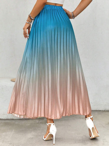 Unity Women's Elegant Commuter Ombre Pleated A-Line Skirt