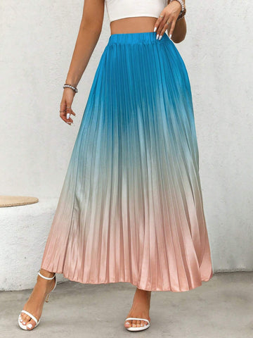 Unity Women's Elegant Commuter Ombre Pleated A-Line Skirt