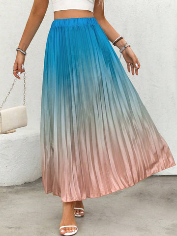 Unity Women's Elegant Commuter Ombre Pleated A-Line Skirt