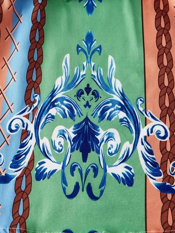 Women's Fashion Digital Print Halter Backless Sleeveless Dress