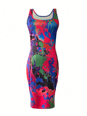 Women's Fashionable Summer Holiday Style Printed Casual Dress