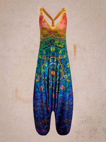 Women's Floral Print Casual Loose Fitting Jumpsuit