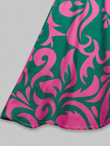 Unity Women's Midi Length Umbrella Skirt With Botanical Print