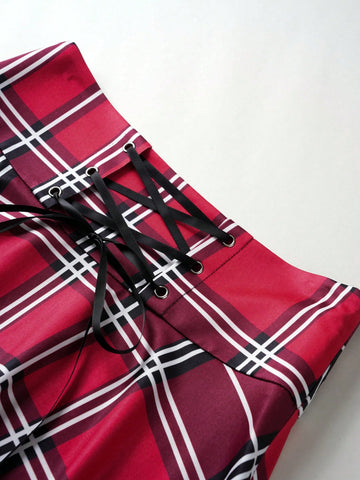 Unity Women's Plaid Cross Tie Waist Skirt