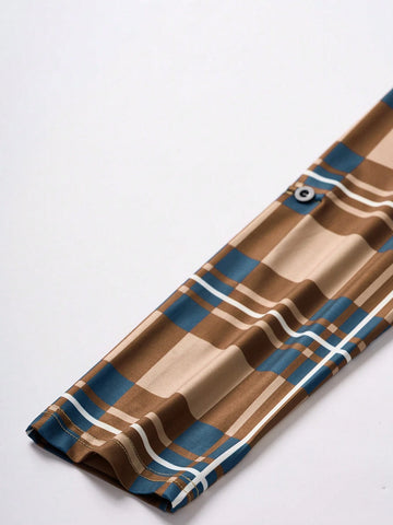 Unity Women's Plaid Notch Neck Criss Cross Tie Short Sleeve T-Shirt With Rolled Cuffs For Spring