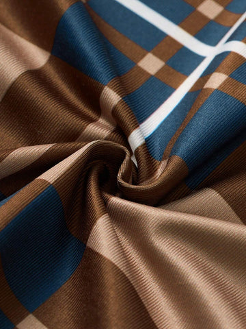 Unity Women's Plaid Notch Neck Criss Cross Tie Short Sleeve T-Shirt With Rolled Cuffs For Spring