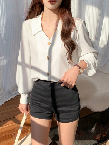 Unity Women's Solid Color Casual Blouse For Everyday Wear