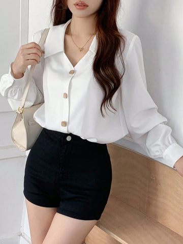 Unity Women's Solid Color Casual Blouse For Everyday Wear