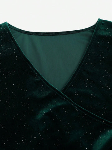 Women's Solid Color Long Sleeve V-Neck Simple Elegant Casual Everyday Dress