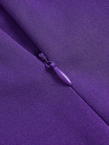 Women's Solid Color Round Neck Ruffle Trim Elegant Long Sleeve Jumpsuit