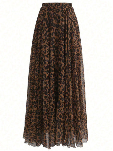 Unity Women's Spring & Summer Fashionable Leopard Print Long Skirt