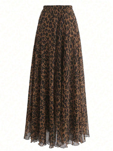 Unity Women's Spring & Summer Fashionable Leopard Print Long Skirt