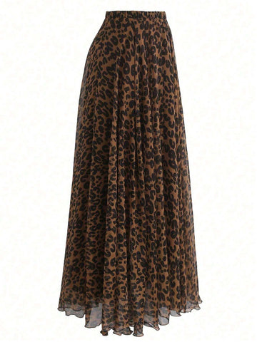 Unity Women's Spring & Summer Fashionable Leopard Print Long Skirt
