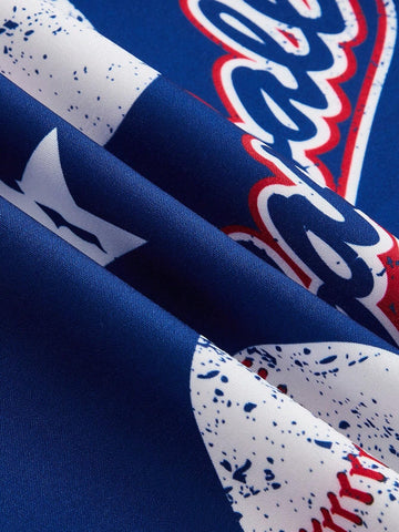 Unity Women's Summer Casual Baseball Star & Letter Printed Short Sleeve Shirt