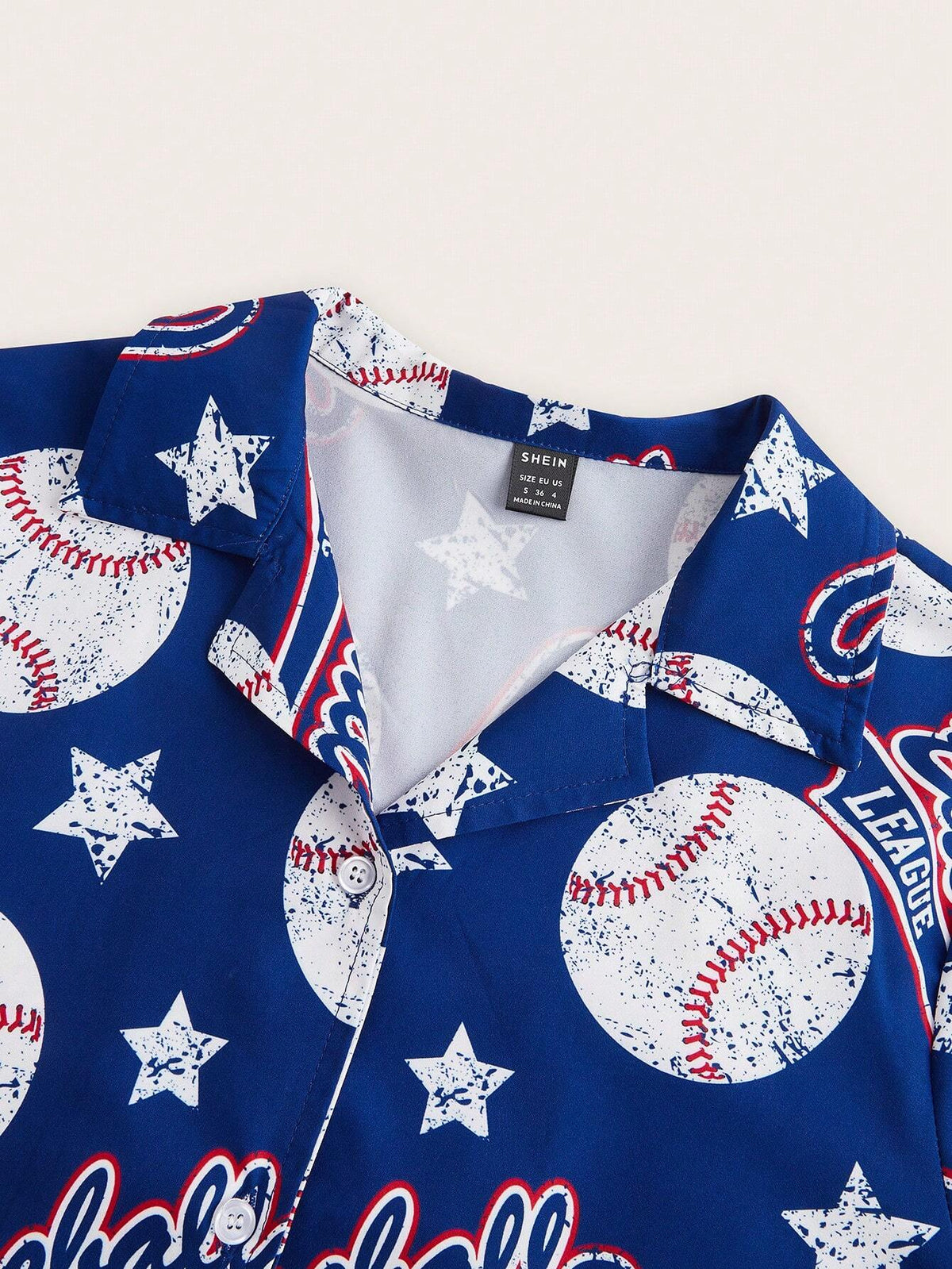 Unity Women's Summer Casual Baseball Star & Letter Printed Short Sleeve Shirt