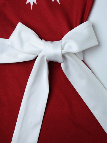 Women's V-Neck Christmas New Year's Eve Snowflake Print Red A-Line Dress