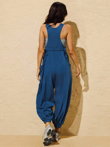 Sports Summer Outdoors Basic Drawstring Waist With Jumpsuit