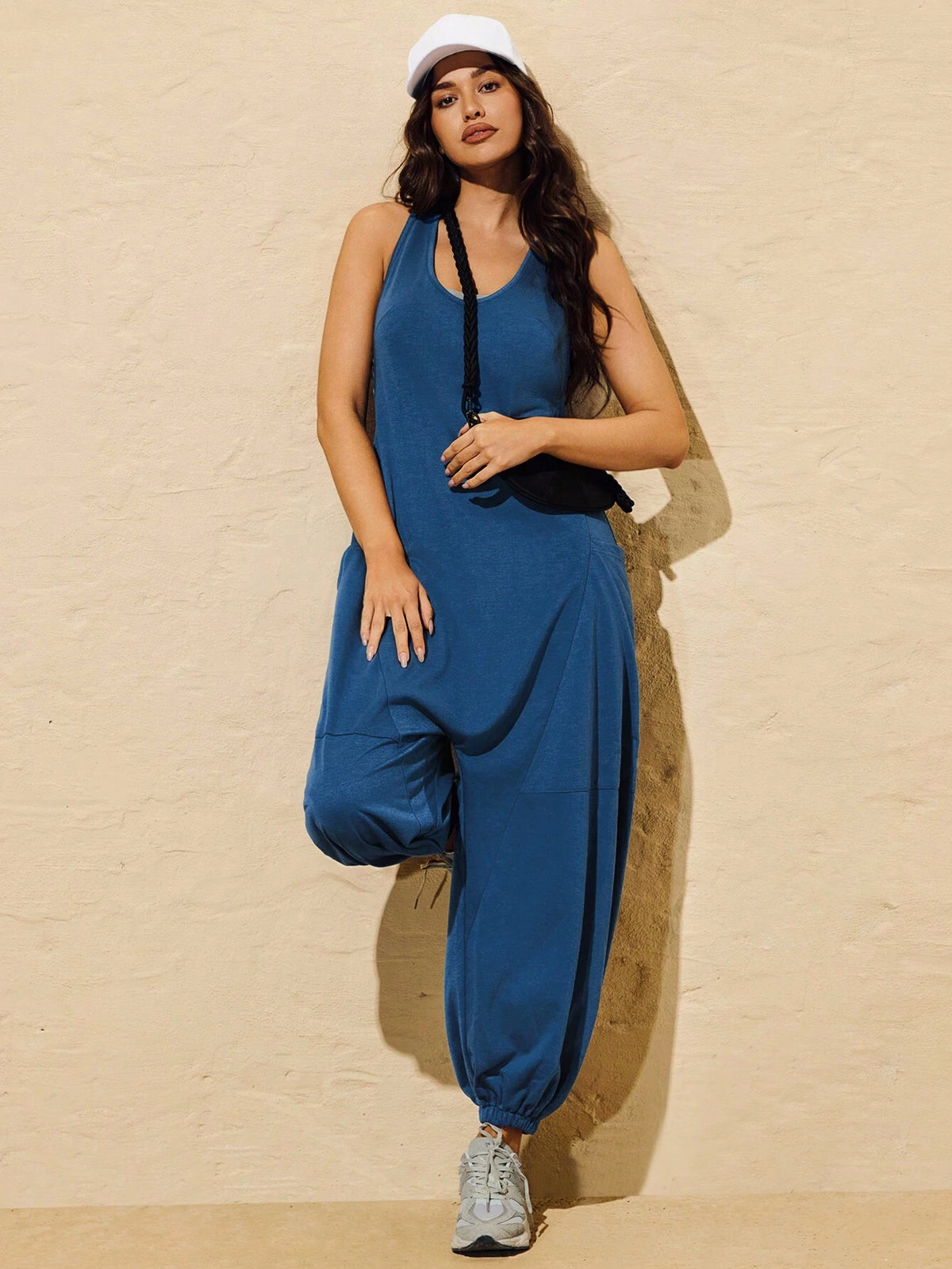 Sports Summer Outdoors Basic Drawstring Waist With Jumpsuit