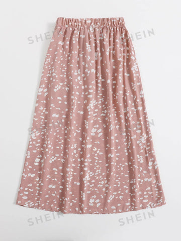 VCAY Allover Print Tie Front Skirt