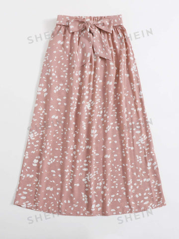 VCAY Allover Print Tie Front Skirt