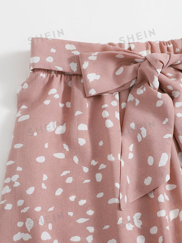 VCAY Allover Print Tie Front Skirt