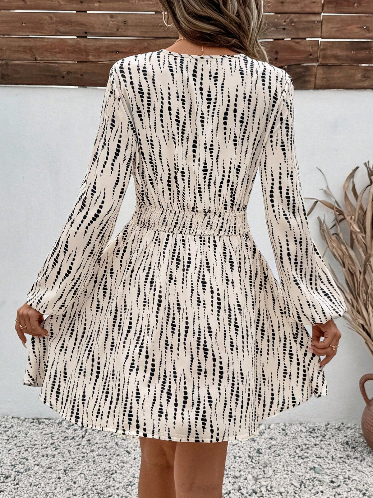 Sleeve Waist A Line Bottom Casual Printed Holiday Dress