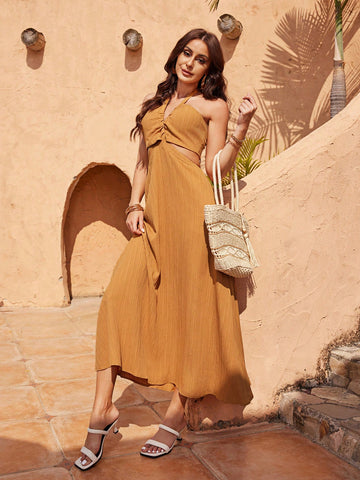 Back Tie Halter Neck Dress