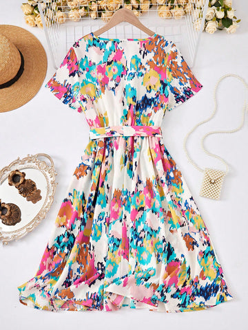 Belted Printed Dress