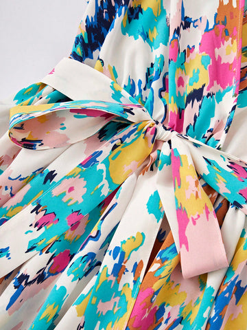 Belted Printed Dress