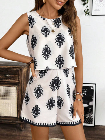 Bohemian Style Women's Summer Holiday Jumpsuit Shorts