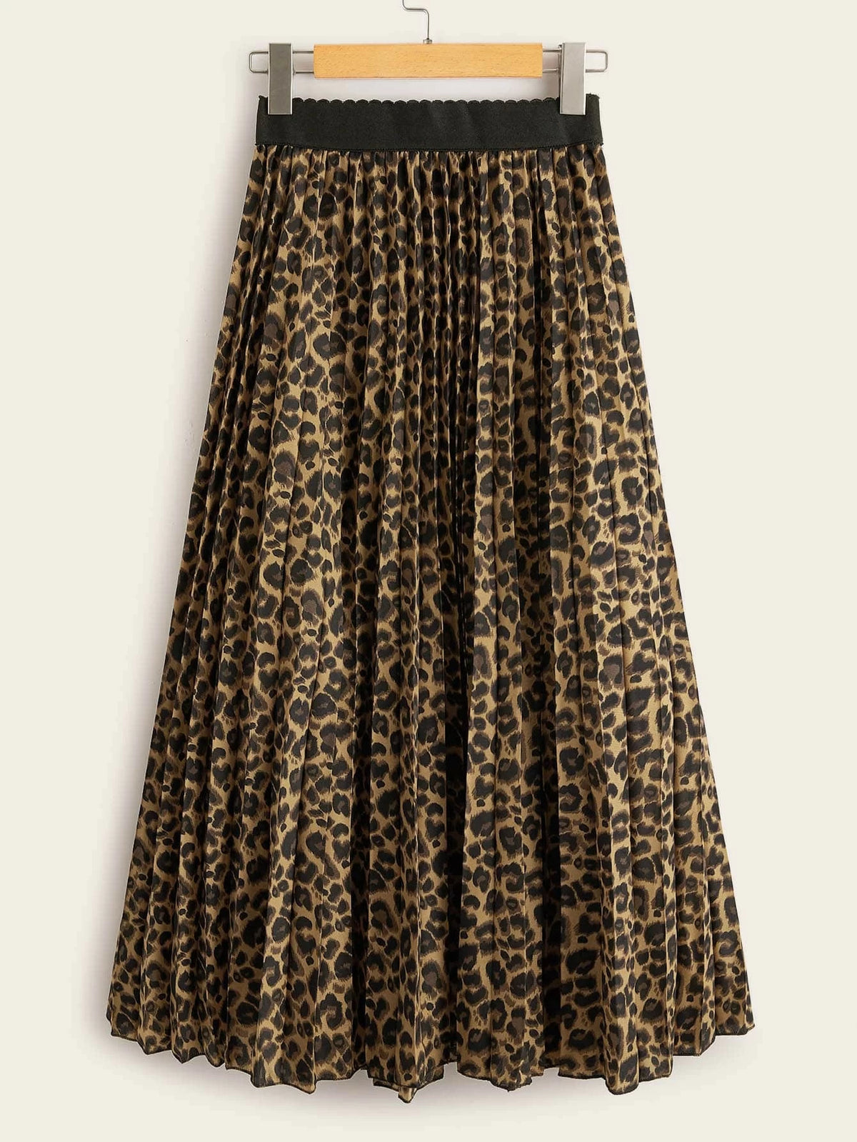VCAY Cheetah Print Elastic Waist Pleated Skirt