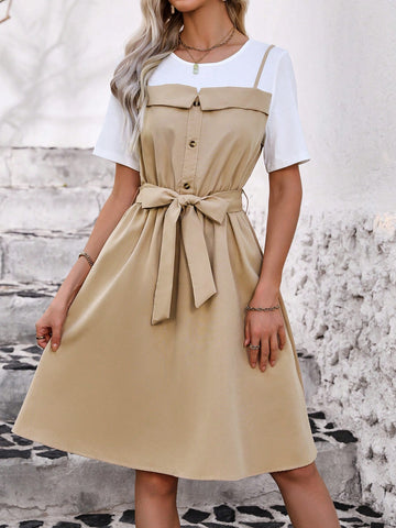 Color Block 2 In 1 Dress