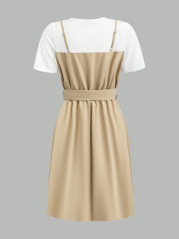 Color Block 2 In 1 Dress
