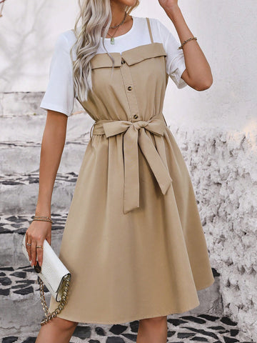 Color Block 2 In 1 Dress