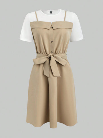 Color Block 2 In 1 Dress